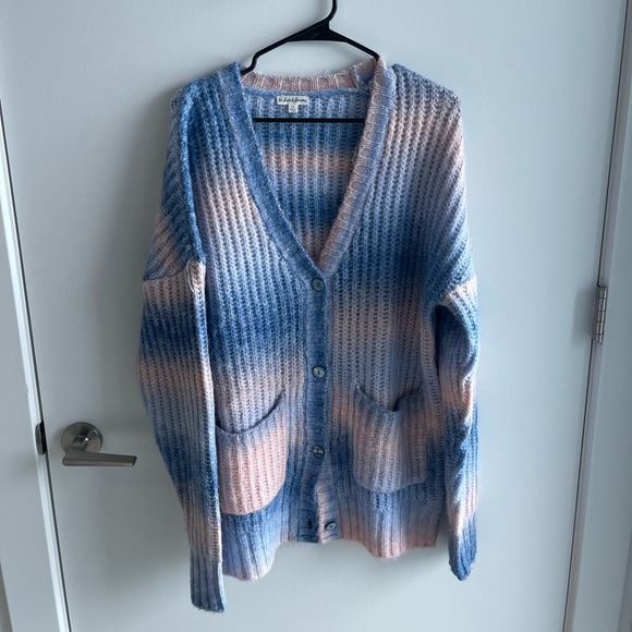For Love & Lemons Pink Blue Sweater Cardigan